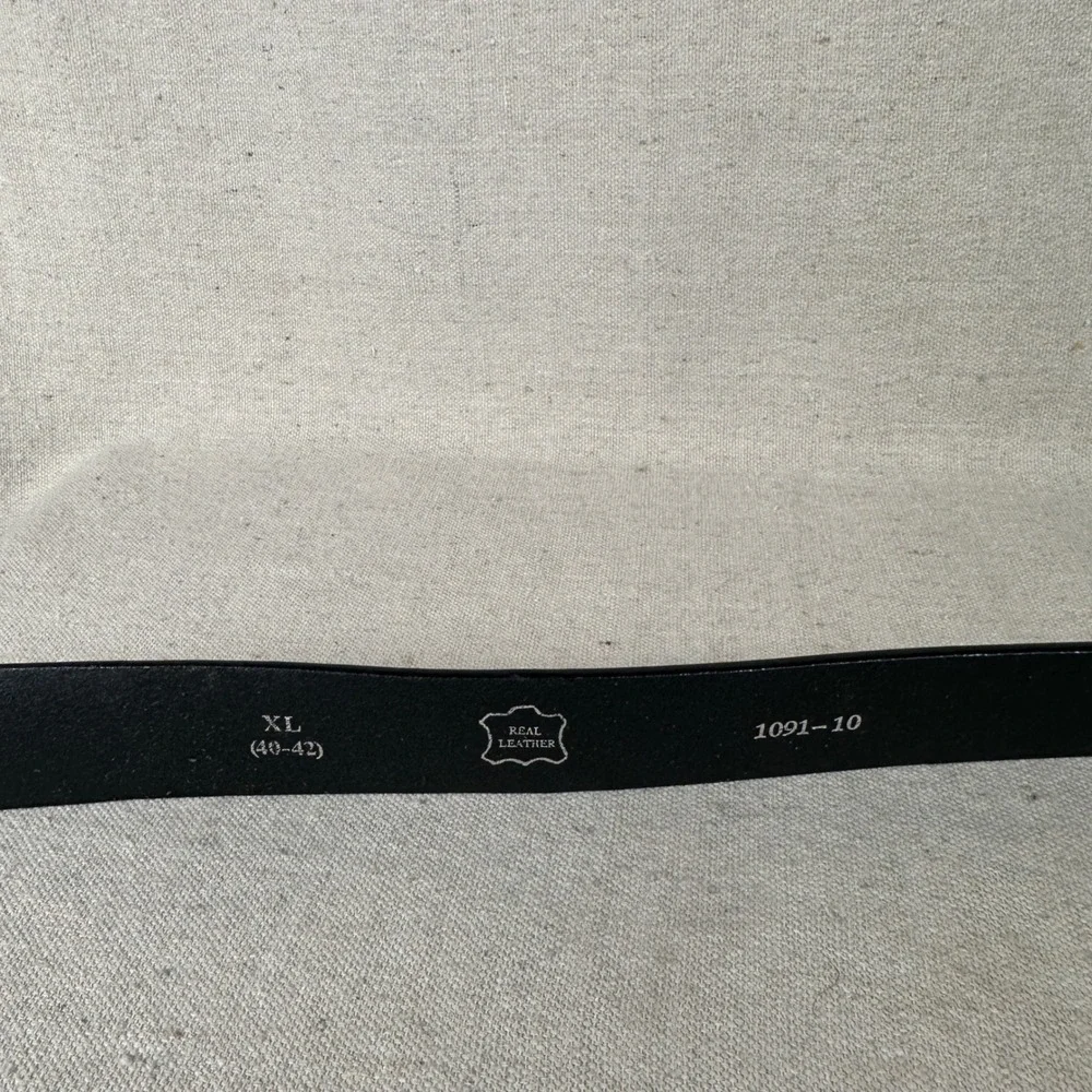 Leather Black‎ Belt XL 40-42 Silver Eagle Buckle Western Americana Biker